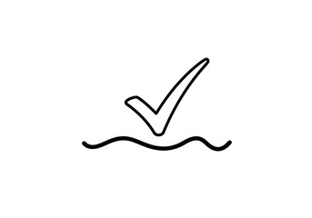 Poster - Check mark above wavy line illustration isolated on transparent background