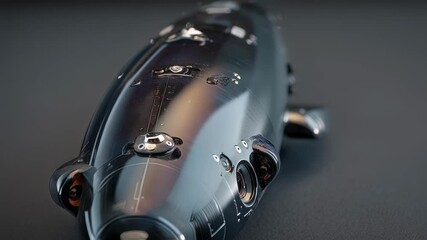 Poster - Sleek auv shell reveals a glossy exterior and embedded sensors, showcasing advanced technology designed for underwater exploration and data collection