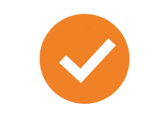 Poster - Orange circle with check mark isolated on transparent background