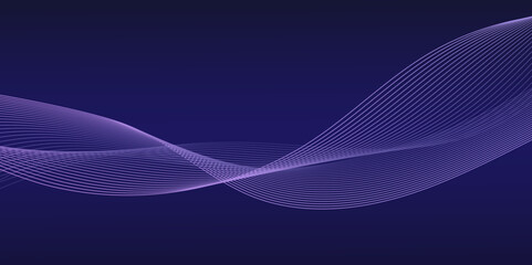 Poster - abstract background with glowing wave. shiny moving lines design element. modern pink blue gradient 