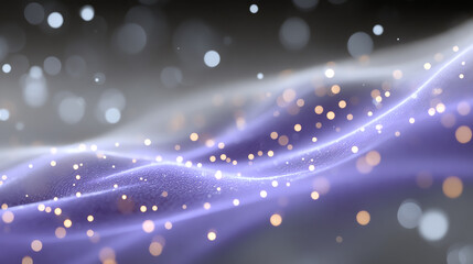 Fototapete - A vibrant abstract composition showcasing flowing lines and luminous particles in shades of purple and blue, creating a dreamy effect.