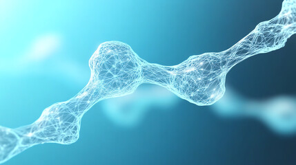 Poster - Abstract image of molecular structures showcasing interconnected particles in a blue digital environment.