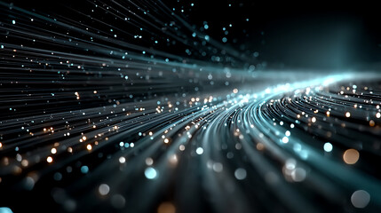 Poster - Abstract representation of data flow, showcasing dynamic lines and glowing particles, symbolizing innovation and connectivity.
