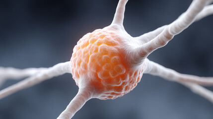 Poster - Close-up of a neuron, showcasing intricate structures and vibrant colors, representing the complexity of the nervous system.