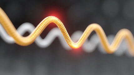 Leinwandbilder - Close-up of a vibrant, wavy electrical wire against a dark background, showcasing energy and innovation.