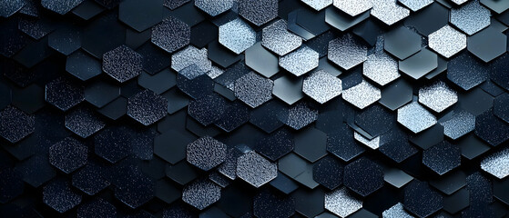 Poster - Dark Blue Hexagon Pattern
