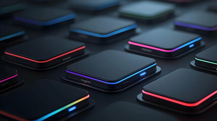 Poster - Abstract Futuristic Glowing Square Digital Panels