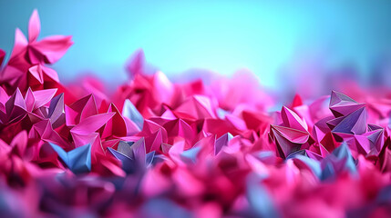 Poster - Abstract Pink And Purple Geometric Origami Pattern