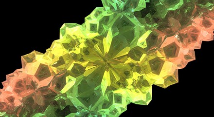 Fototapete - Vibrant Crystal Formation Abstract with Geometric Pattern and Colorful Gradient Design on Black Background Creates a Modern Artistic Texture