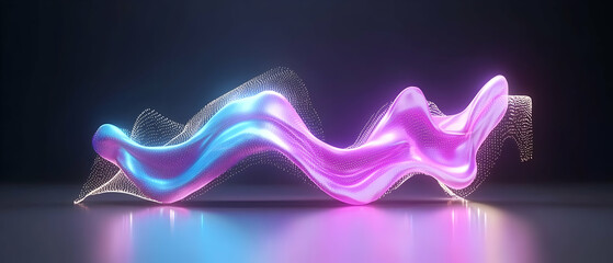 Poster - Abstract Glowing Fluid Shapes In Pink And Blue Colors