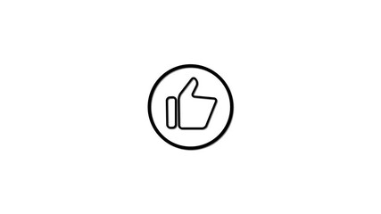 Poster - Animated black line thumbs up symbol inside a circle on white background for social media approval