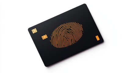 Poster - Digital fingerprint biometric payment card design on white isolate background.