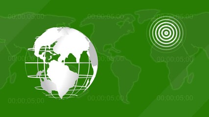 Poster - Global earthquake data display with world map and concentric circles representing seismic activity on green background