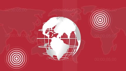 Poster - Global news broadcast background with earth globe concentric circle elements and timer for informative journalism or world affairs programs.