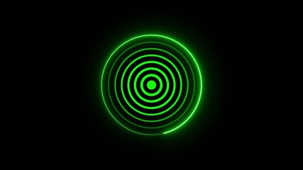 Poster - radar screen with bright neon animation on black background. radar screen shows targets and searchin