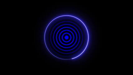Poster - glowing wave passes across a radar screen on black background. neon radar animation highlights brigh