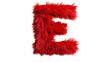 © RanaG - A vividly red furry letter e displayed against a stark black backdrop in a studio setting isolated on transparent background