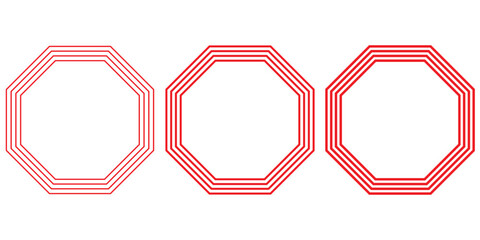 Poster - Octagon icon pack. octagon shapes with outlines icon. Geometry octagonal eight sided polygon octagon line. Vector illustration.