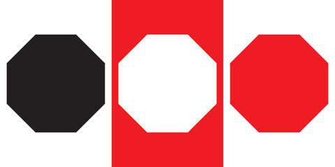 Poster - Geometric shapes set. Octagon shape set collection. Octagon shapes with outlines. Hexagons set. Edge frame. Vector illustration. 