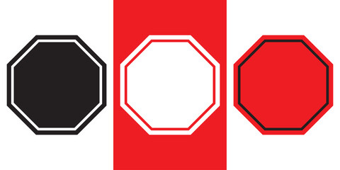 Poster - Geometric shapes set. Octagon shape set collection. Octagon shapes with outlines. Hexagons set. Edge frame. Vector illustration. 