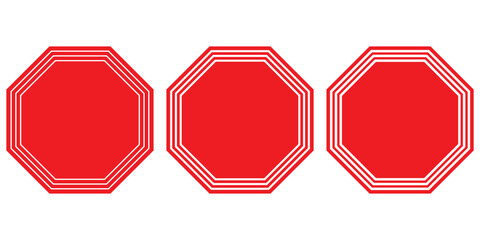 Poster - Geometric shapes set. Octagon shape set collection. Octagon shapes with outlines. Hexagons set. Edge frame. Vector illustration. 