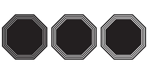 Poster - Geometric shapes set. Octagon shape set collection. Octagon shapes with outlines. Hexagons set. Edge frame. Vector illustration. 
