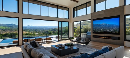 Poster - A high-tech smart home with integrated technology, modern furniture, and a sleek design 