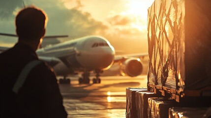 Poster - A cinematic close-up of a logistics manager overseeing air cargo operations.