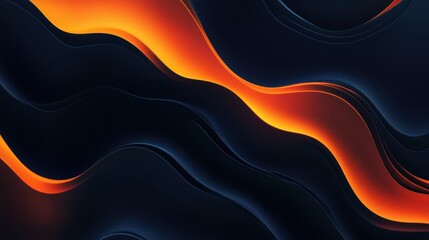 Poster - dark blue and orange gradient abstract background banner with blur