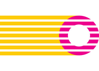 Aufkleber - Vector abstract pattern with thick yellow lines and purple ring. Dynamic, modern design element, for advertising, sports, branding, packaging, layouts, posters. Colorful vector background
