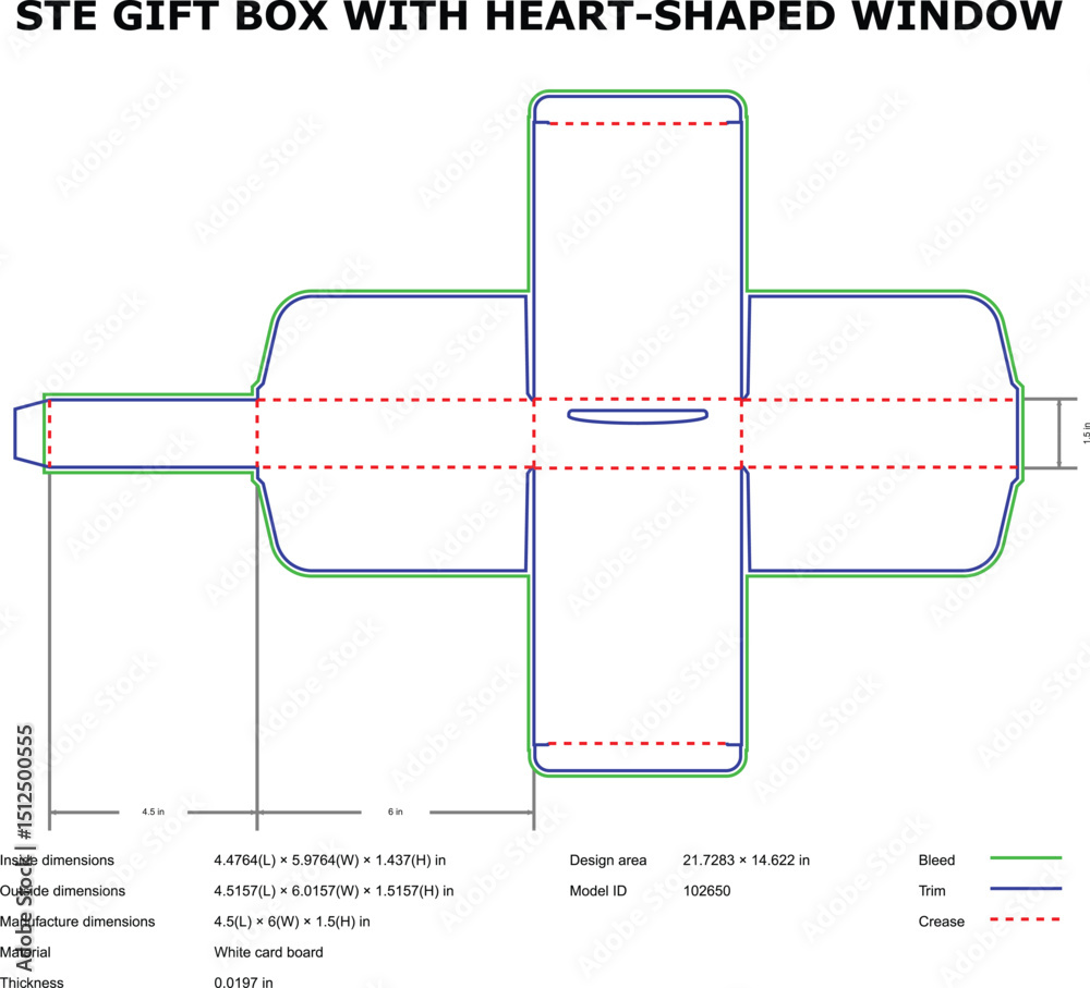 Ste gift box template heart shaped window die cut design の Stock ベクター ...