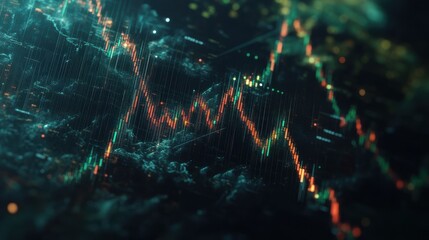Poster - Creative forex chart with map on dark backdrop. Global trade and invest concept. 3D Rendering. illustration , no logos, no brands