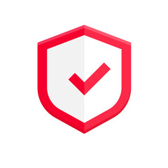 Leinwandbilder - Red and white shield icon design with checked sign. Personal data protection, security icon, encryption icon design. Vector illustration	