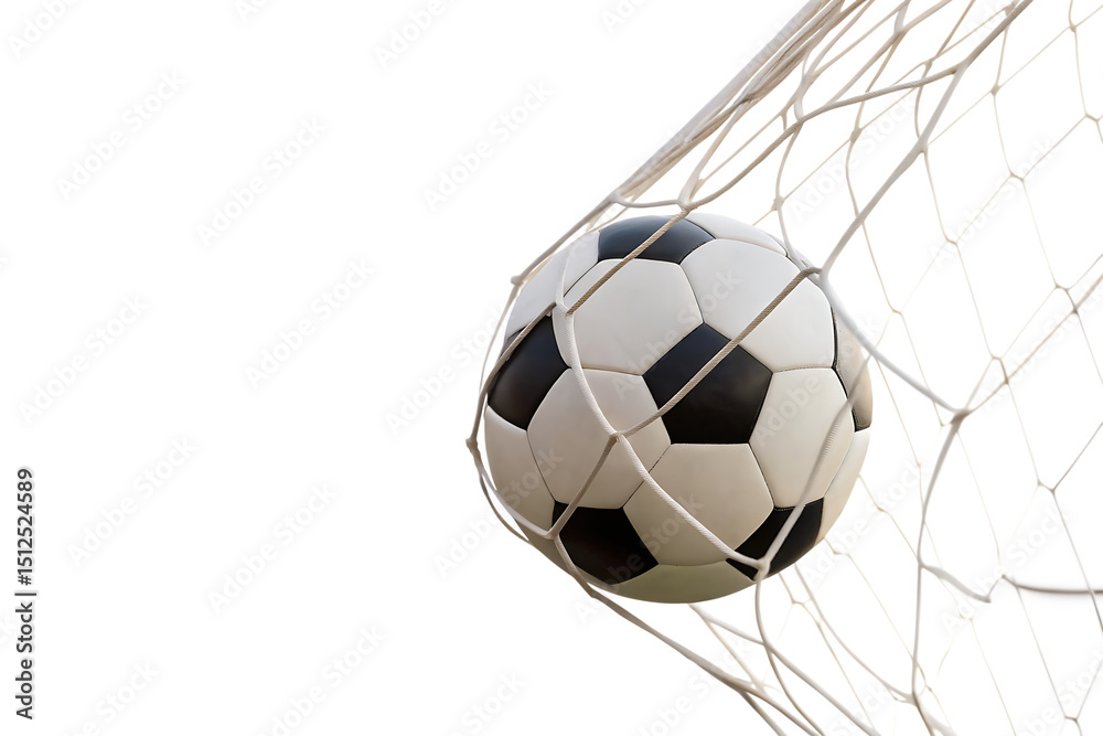 Soccer ball in net goal isolated on a white background png ai generated ...
