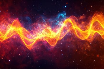 Poster - Fiery cosmic wave creates a stunning display of vibrant colors across the dark expanse of space