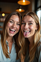 Poster - A pair of women standing side by side, possibly friends or colleagues