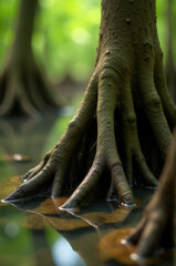 Poster - Close-up of a tree trunk submerged in water