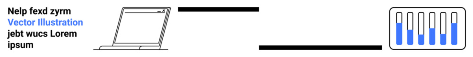 Poster - Laptop connected to a server via data transfer line displaying graphical progress. Ideal for technology, communication, data, IT solutions, business, digital workflow, and simple landing page