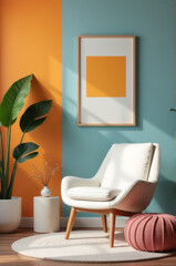 Poster - Cozy living room scene featuring a comfortable chair and a potted plant