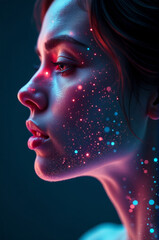 Aufkleber - A person with colorful makeup applied to their face