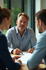 Poster - A group of friends or colleagues gathered around a table for socializing or work