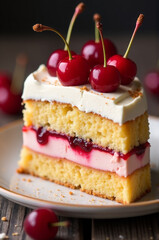 Aufkleber - Freshly baked cake topped with juicy cherries, perfect for dessert or snack