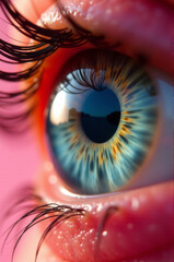 Poster - A detailed view of a single blue eye, highlighting the iris and surrounding features