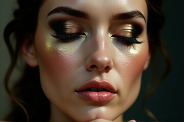 Aufkleber - A close-up shot of a woman's face with makeup, suitable for beauty or lifestyle content