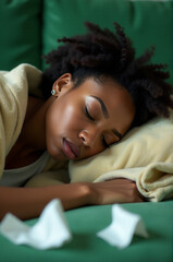 Poster - A person resting on a comfortable couch, ideal for relaxation and leisure time