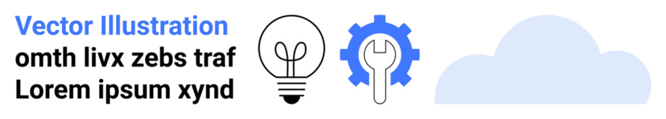 Poster - lightbulb for ideas, gear with wrench for tools and engineering, and cloud for networks. ideal for i