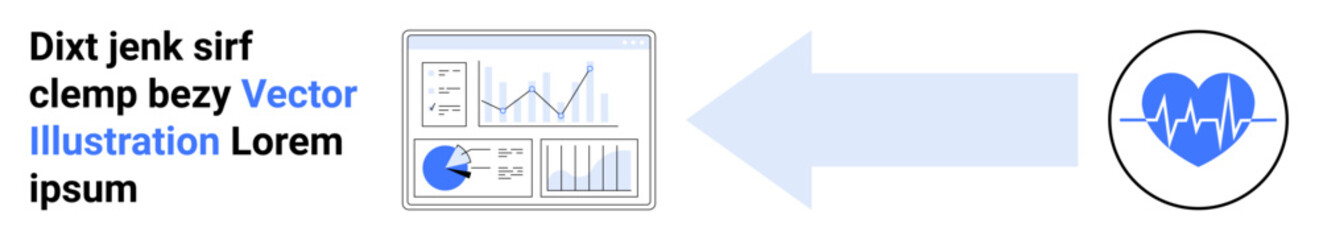 Poster - analytical dashboard with graphs, pie chart, and metrics linked to blue heartbeat symbol via bold ar