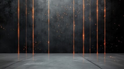 Aufkleber - Black and orange wall with a lot of sparks. The wall is empty and has a lot of orange lines