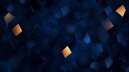 Poster - Blue and gold background with various shapes and patterns. The squares are blue and the triangles are gold. The overall effect is a modern and sophisticated design