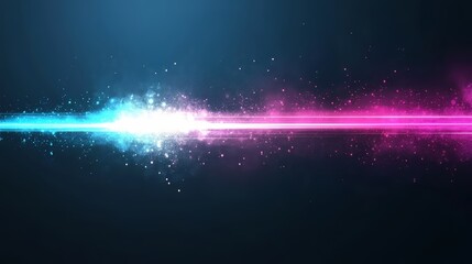 Poster - Blue and pink line of light with a lot of sparkles. The line is very long and it looks like it is moving